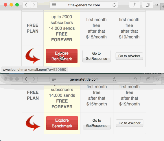 image of cloned website's affiliate link