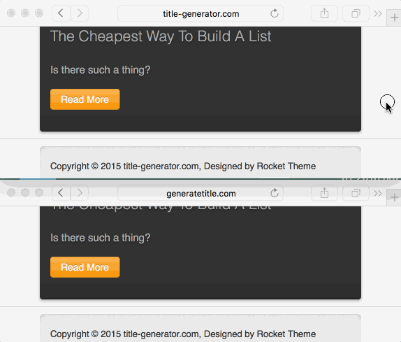 animated screenshot of the same copyright notice on the cloned and original website