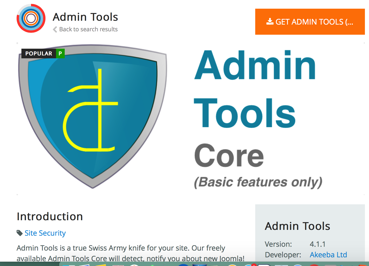 image of Admin Tools for Joomla page